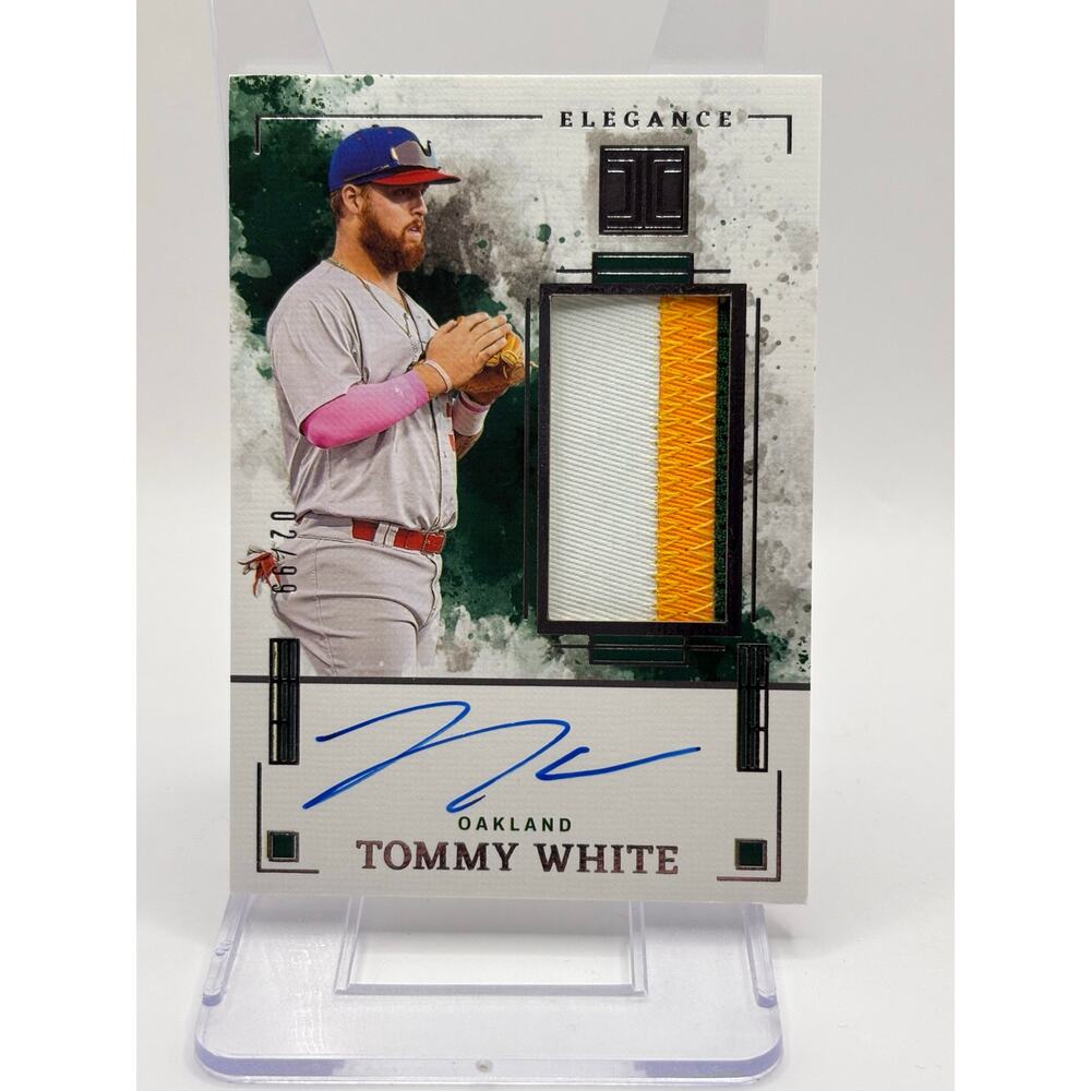 2025 Panini Impeccable Tommy White Elegance Jersey Patch Auto 2/99 SP Athletics